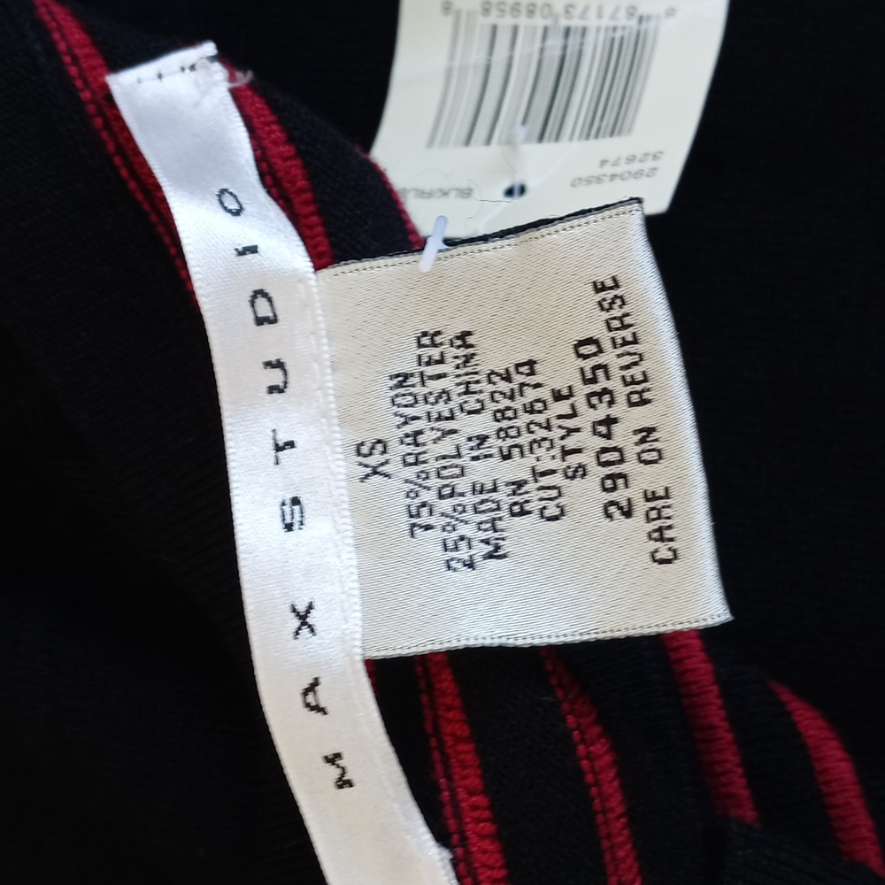 *Relisted* Max Studio Women's Red Black Rayon Knit Bodycon Short Sleeve Dress XS - Picture 2 of 9